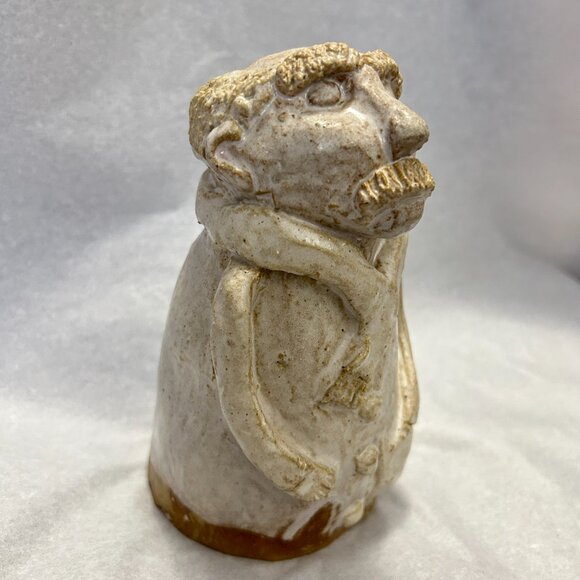 Handmade Glazed Clay Terracotta Man Figurine Sculpture Signed Folk Art Pottery - Picture 15 of 16